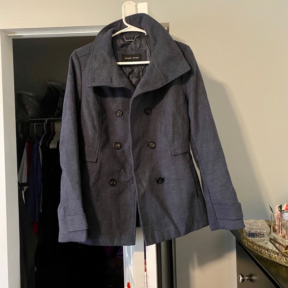 Black Rivet Peacoat
